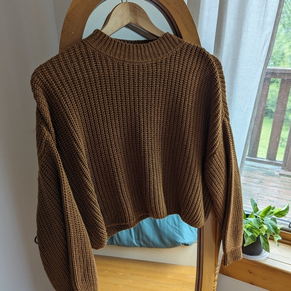 🌿 Forever 21 - Brown/tan cropped sweater - Picture 1 of 4